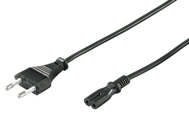 Cablu alimentare Euro la tip 2 pini 1.5m 2x0.75mm2 CUPRU 2.5A 250V negru