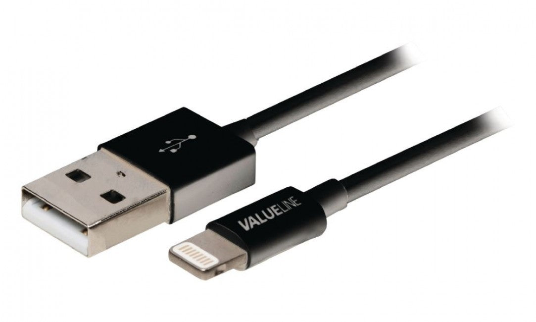 Cablu alimentare si sincronizare pentru iPad iPhone iPod Apple lightning - USB 2.0 A tata 1m negru VALUELINE