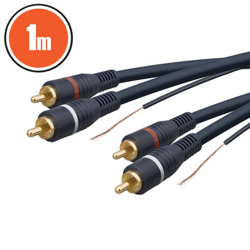 Cablu audio 2x RCA - 2x RCA 1m dublu ecranat cu fir remote