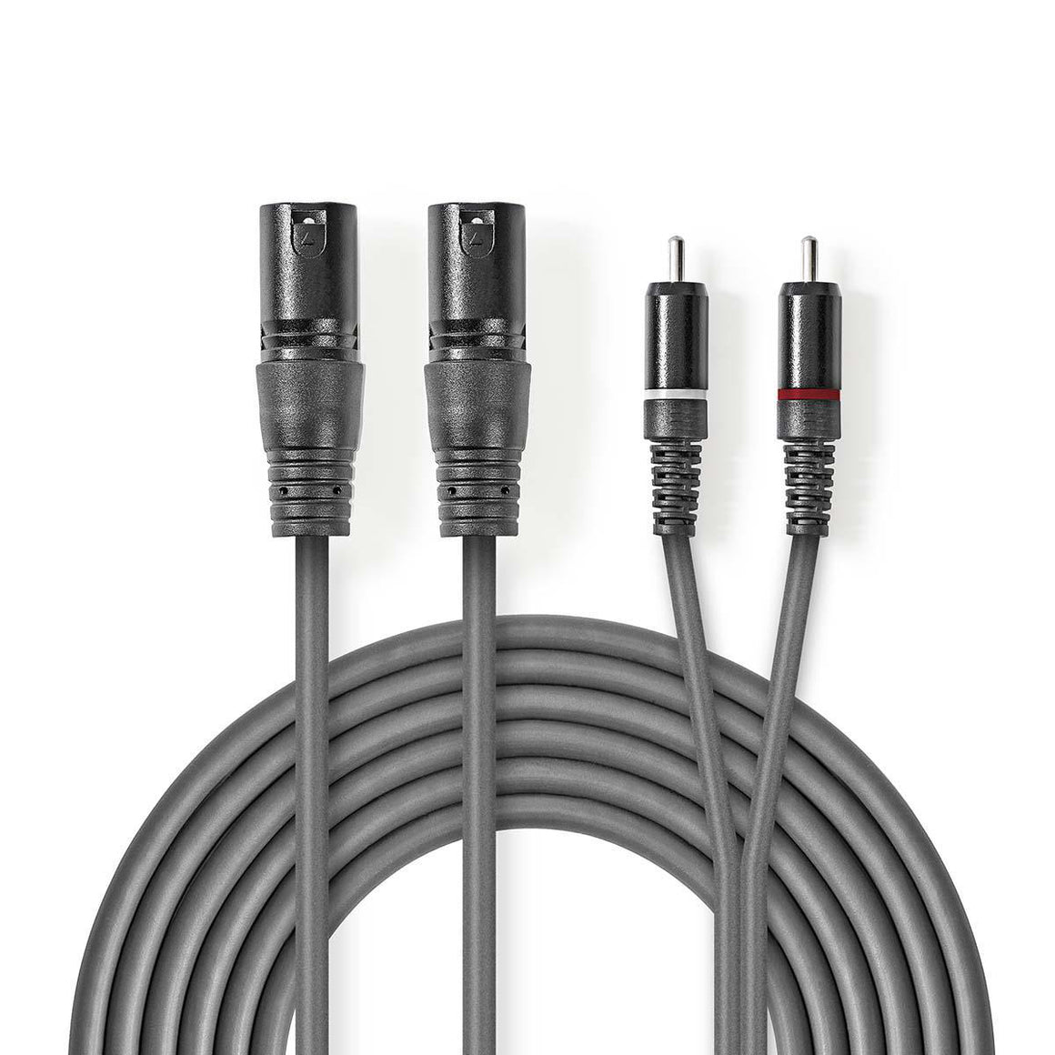 Cablu audio 2x XLR 3-Pini tata - 2x RCA tata 3m gri Nedis