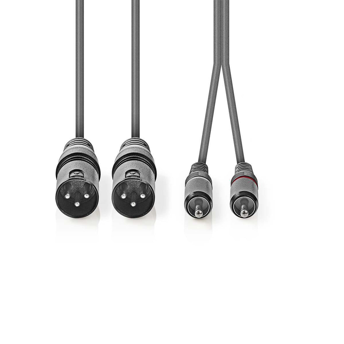 Cablu audio 2x XLR 3-Pini tata - 2x RCA tata 3m gri Nedis