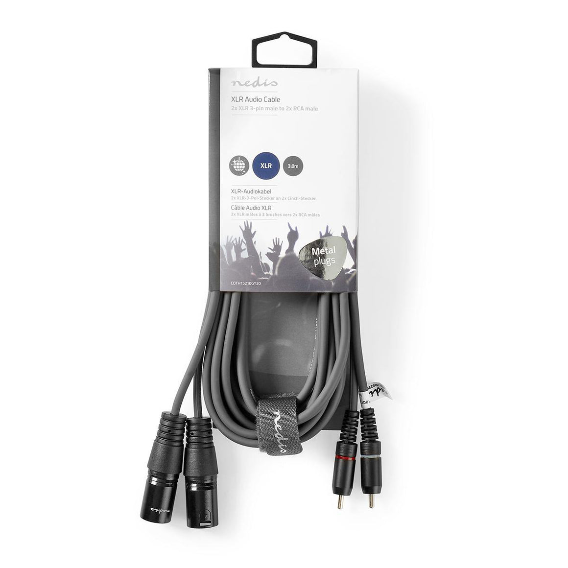 Cablu audio 2x XLR 3-Pini tata - 2x RCA tata 3m gri Nedis