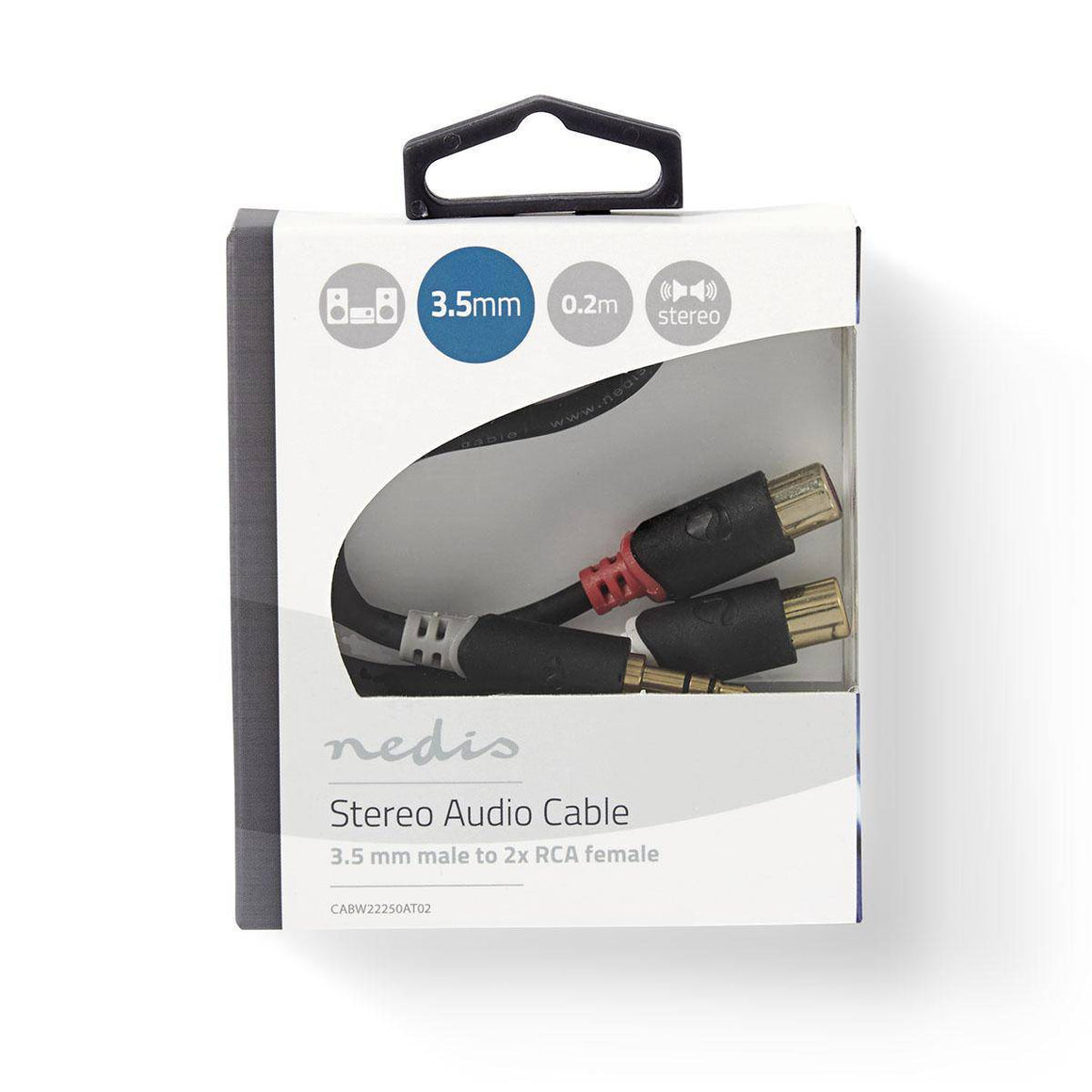 Cablu audio adaptor Jack 3.5 mm Stereo tata - 2x RCA mama 0.2m Nedis