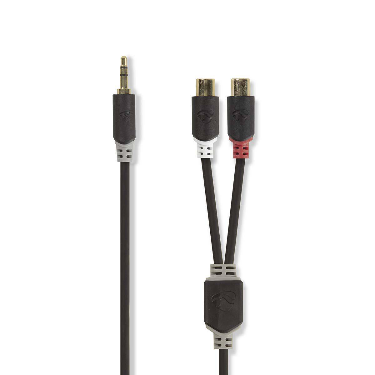 Cablu audio adaptor Jack 3.5 mm Stereo tata - 2x RCA mama 0.2m Nedis