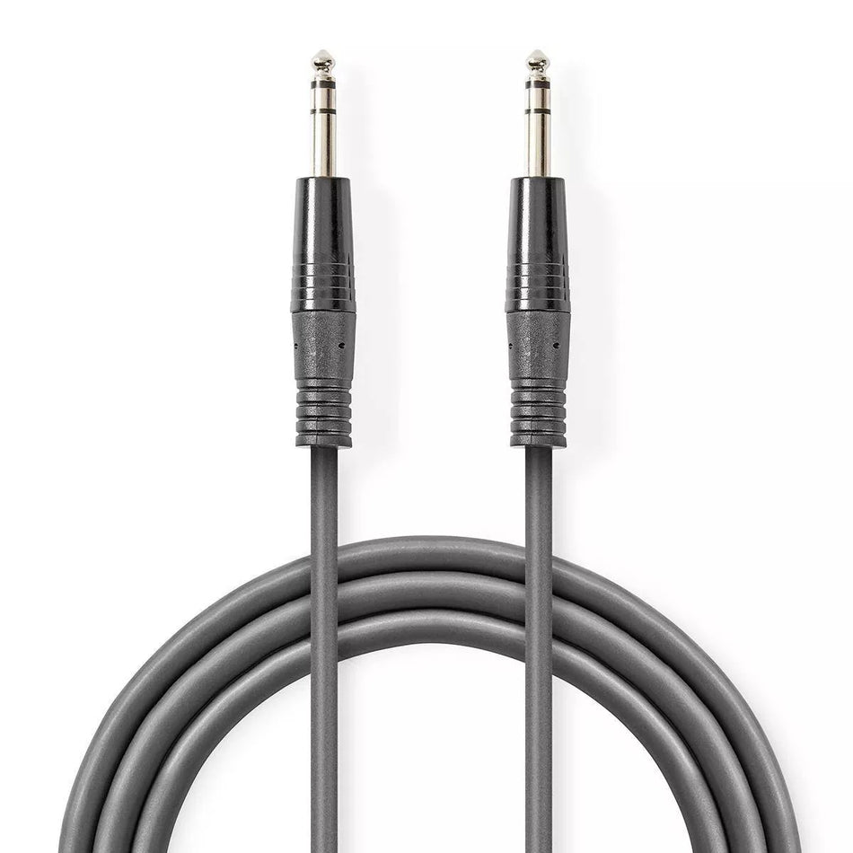 Cablu audio balansat Jack Stereo 6.35 mm tata - 6.35 mm tata 1.5m gri Nedis