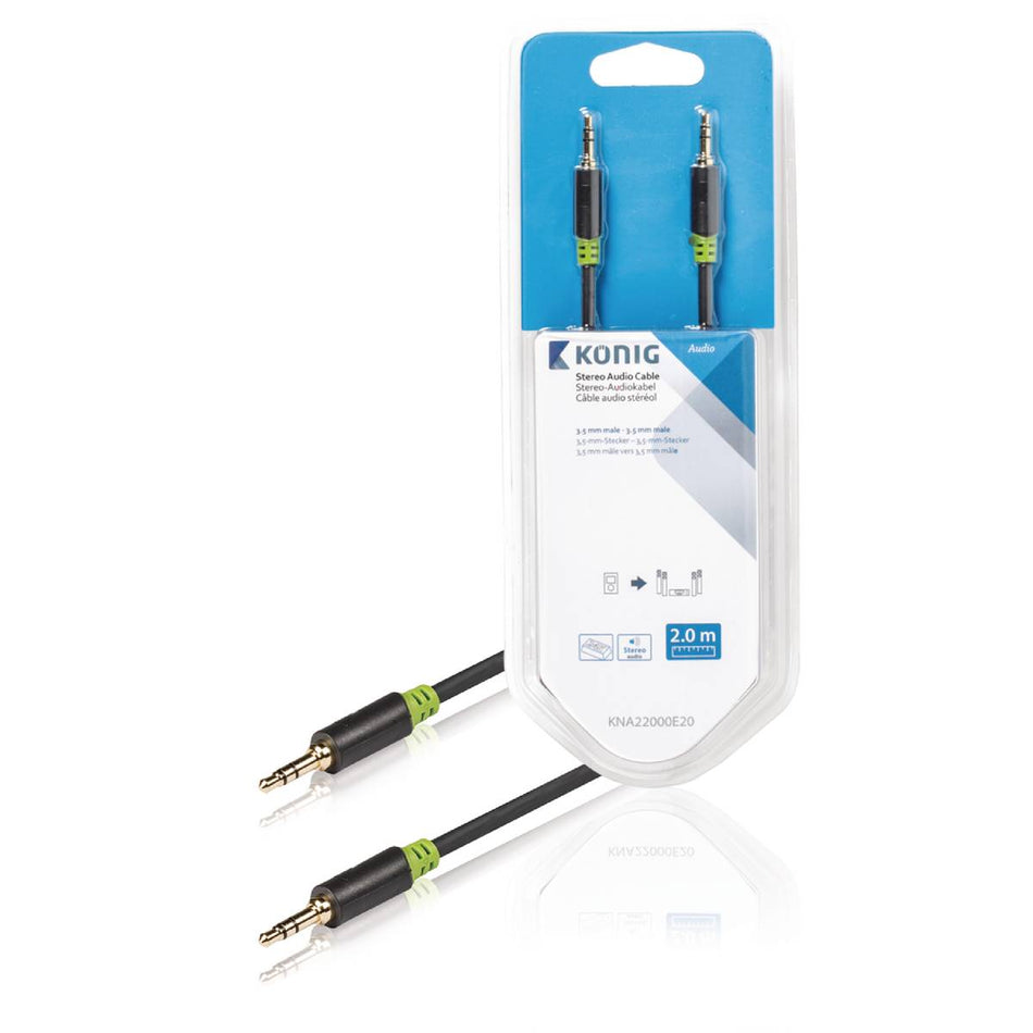 Cablu audio ecranat Jack Stereo 3.5 mm tata-tata 2m gri Konig