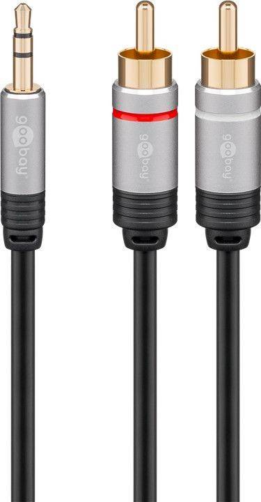 Cablu audio Jack 3.5 mm stereo tata - 2x RCA tata 3m dublu ecranat Goobay Plus