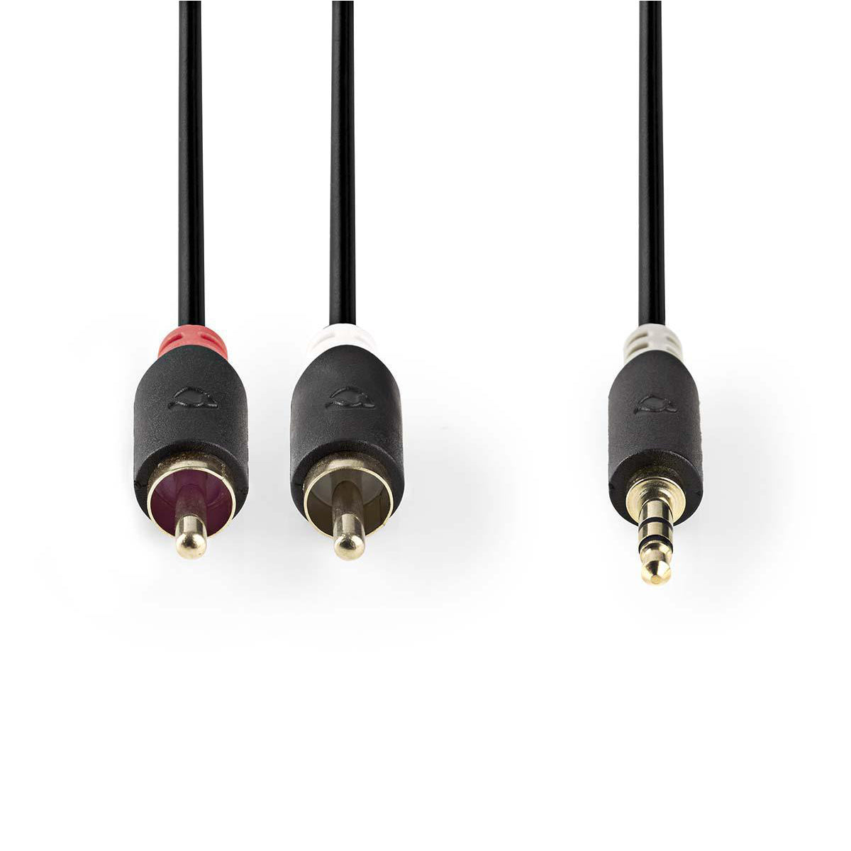 Cablu audio JACK stereo 3.5 mm tata - 2x RCA tata 5m antracit Nedis