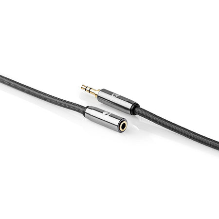 Cablu audio Jack stereo 3.5 mm tata - 3.5 mm mama Nedis 2m gri metal