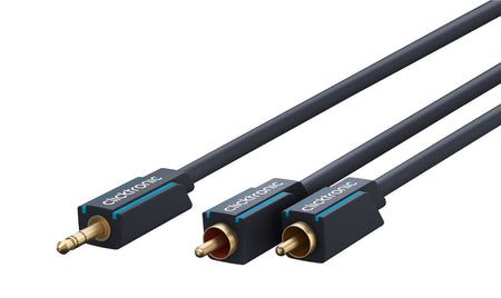 Cablu audio Profesional Jack 3.5 mm - 2x RCA 10m 50ohm OFC cupru dublu ecaranat fara oxigen AWG23 Clicktronic 70471