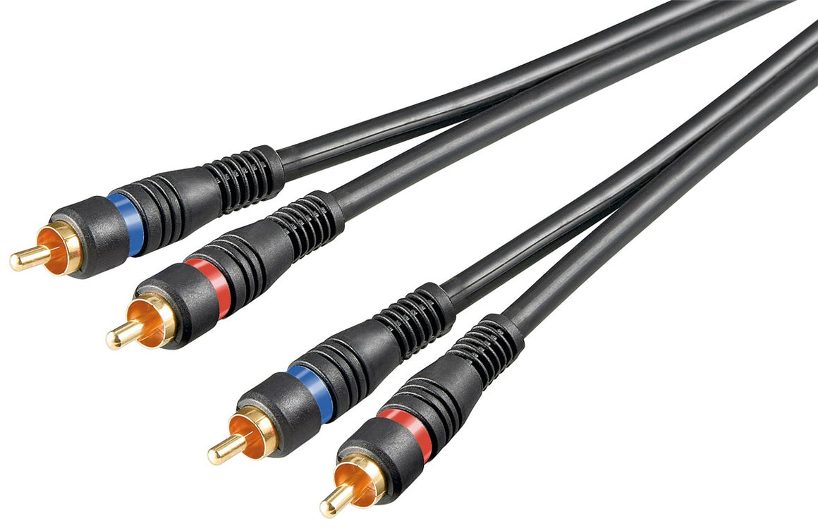 Cablu audio STEREO 2x RCA 0.2m tata-tata dublu ecranat OFC Goobay