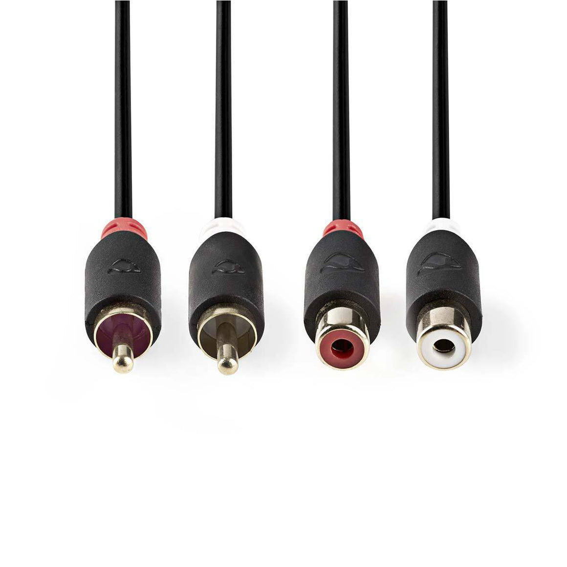 Cablu audio stereo 2x RCA tata - 2x RCA mama 2m antaracit Nedis