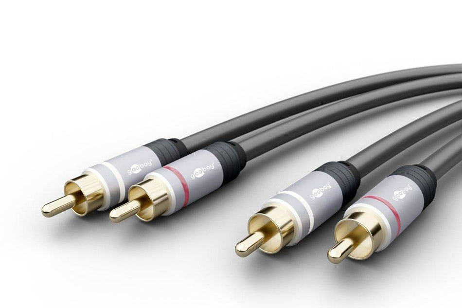 Cablu audio stereo 2x RCA tata - 2x RCA tata 1.5m dublu ecranat Goobay Plus