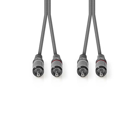 Cablu audio stereo 2x RCA tata - 2x RCA tata 5m gri Nedis