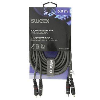 Cablu audio Stereo 2x RCA tata - 2x RCA tata 5m gri Sweex