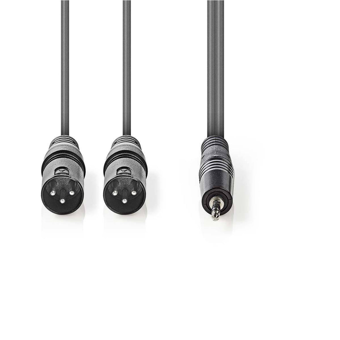 Cablu audio Stereo 2x XLR 3 Pini tata - Jack 3.5 mm tata 3m gri Nedis