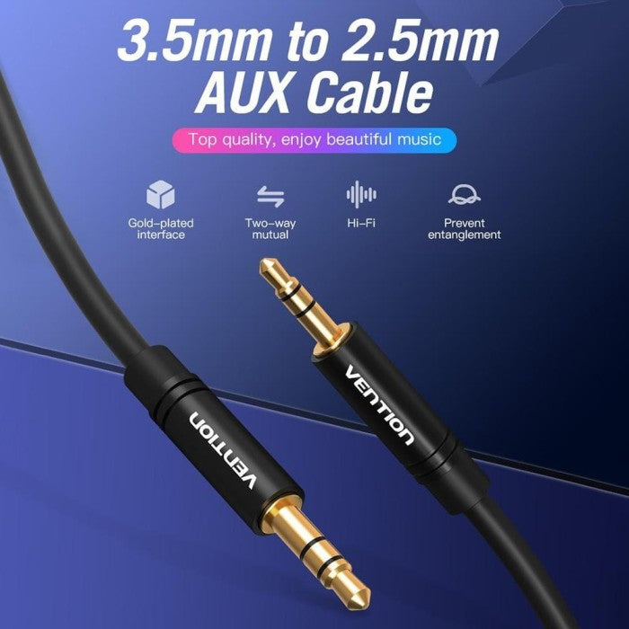 Cablu audio stereo Jack 2.5mm - 3.5mm 3pin tata-tata 2m negru VENTION BALBH