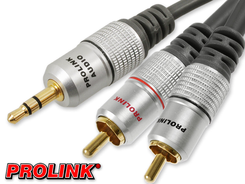 Cablu audio stereo Jack 3.5 mm - 2x RCA 5m ecranat negru PROLINK TCV3420-5.0