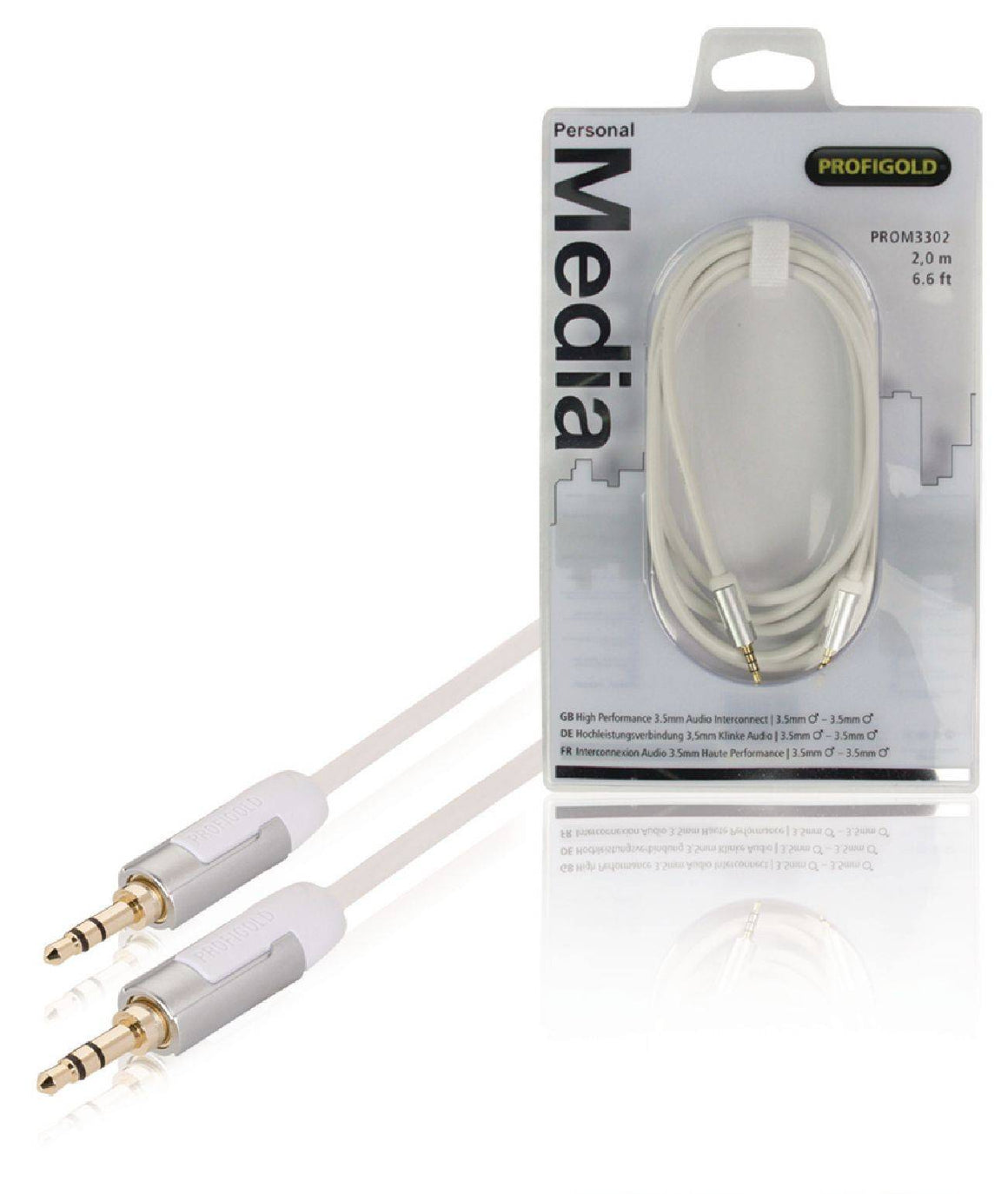 Cablu audio stereo JACK 3.5 mm tata - tata 2m OFC alb Profigold