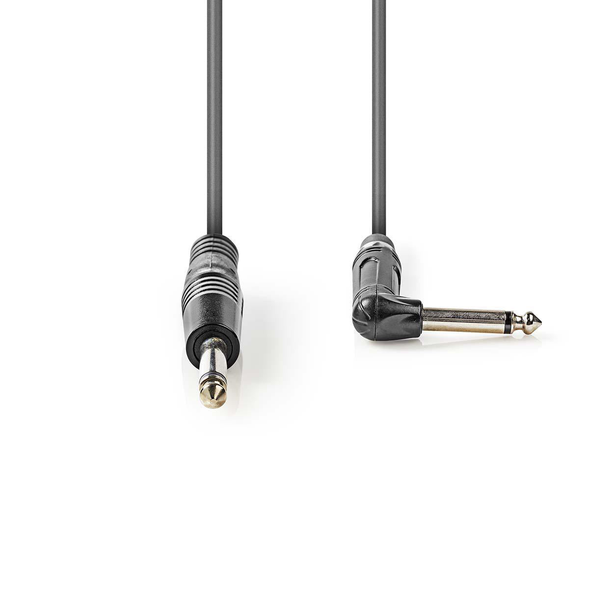 Cablu audio stereo Jack 6.35 mm tata - 6.35 mm tata cotit 3m gri Nedis