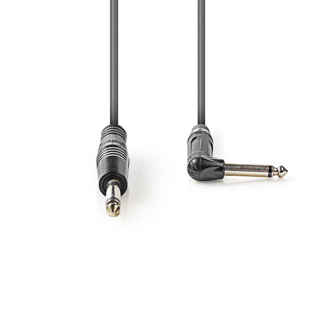 Cablu audio stereo Jack 6.35 mm tata - tata cotit 1.5m gri Nedis