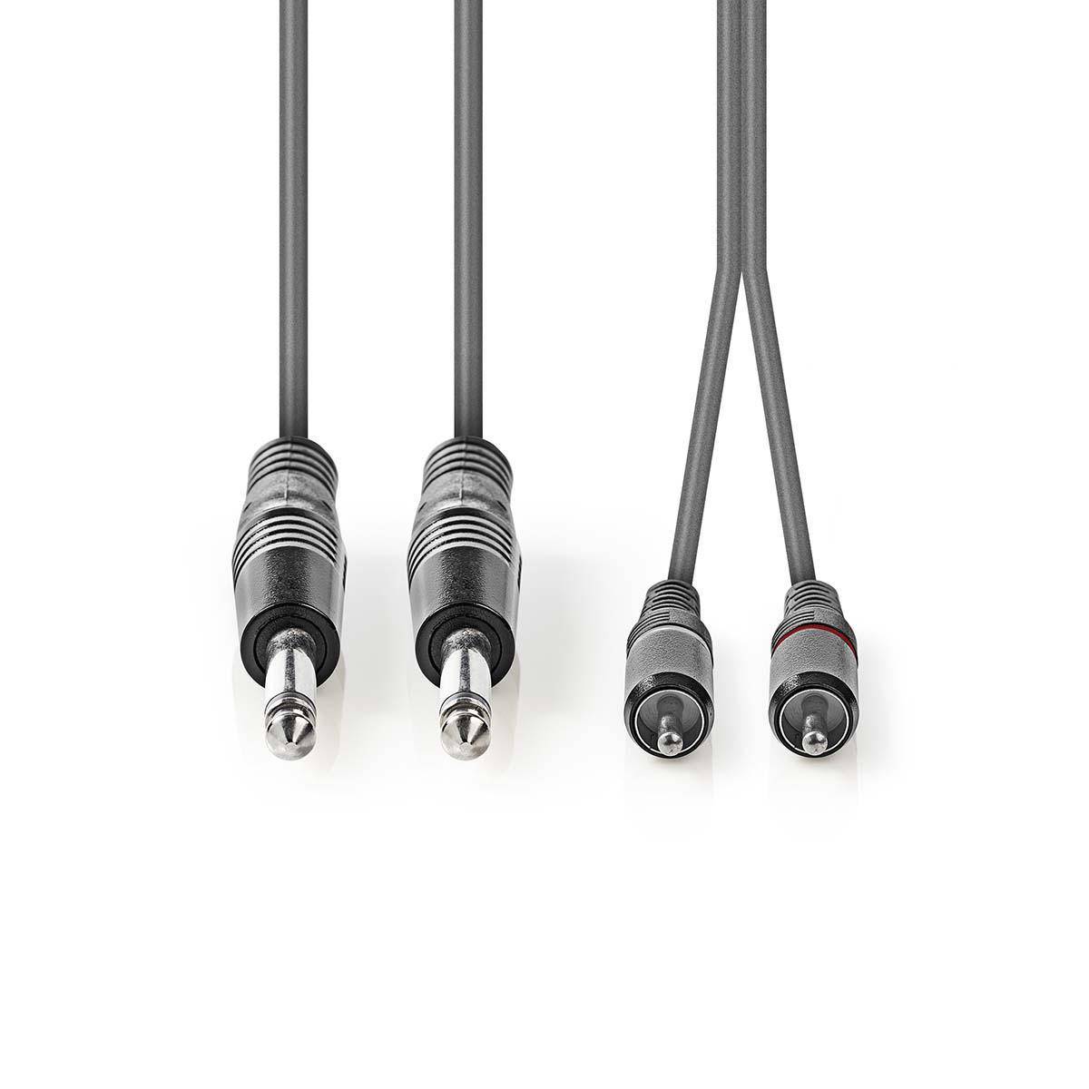 Cablu audio stereo Nedis Jack 2x 6.35 mm tata - 2x RCA tata 3m gri