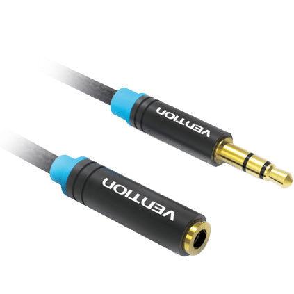 Cablu audio stereo prelungitor Jack 3.5 mm mama-tata 3m aurit negru VENTION VAB-B06-B300-M