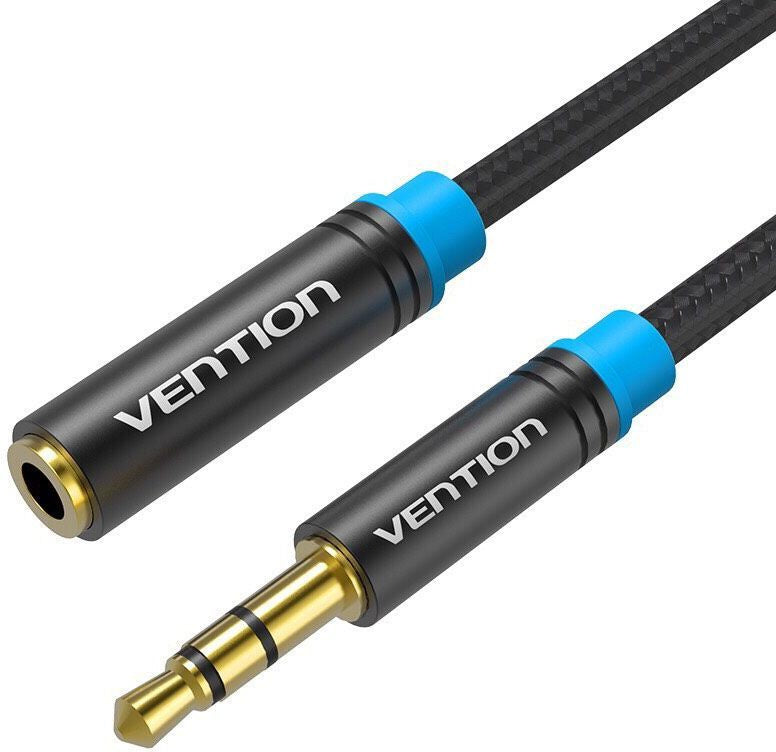 Cablu audio stereo prelungitor Jack 3.5 mm mama-tata 3m aurit negru VENTION VAB-B06-B300-M