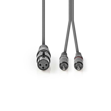 Cablu audio stereo XLR 3-Pini mama - 2x RCA tata 3m gri NEDIS