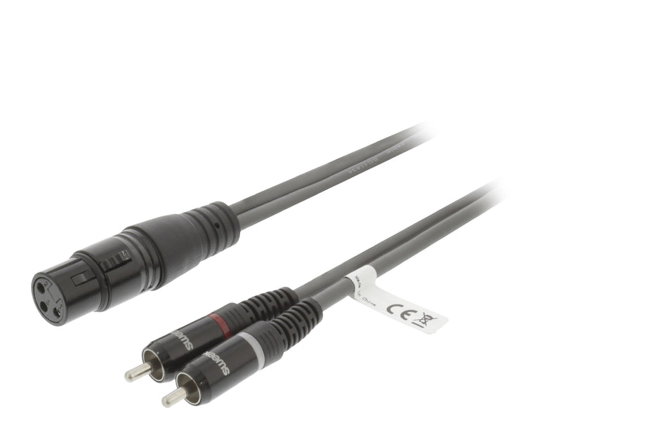 Cablu audio Stereo XLR 3-Pini mama - 2x RCA tata 3m gri Sweex