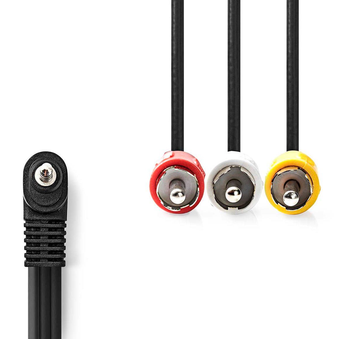 Cablu audio-video Jack 3.5 mm tata - 3x RCA tata 2m negru Nedis CVGP22400BK20