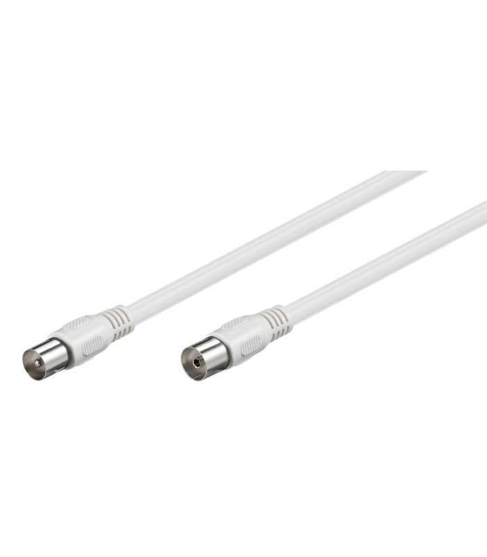 Cablu COAXIAL TV antena 1.5m mama-tata 75 ohm clasa A 85DB Dublu ecranat CCS alb 66613 Goobay