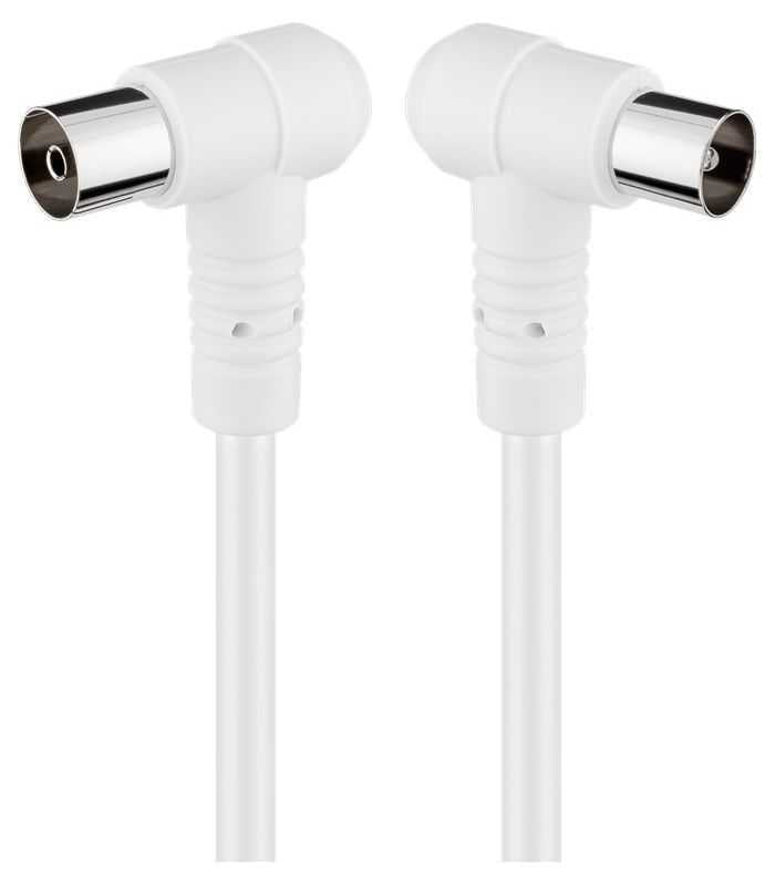 Cablu COAXIAL TV antena 3.5m cotit 90 grade mama-tata 75 ohm clasa A 85DB Dublu ecranat CCS alb 67355 Goobay