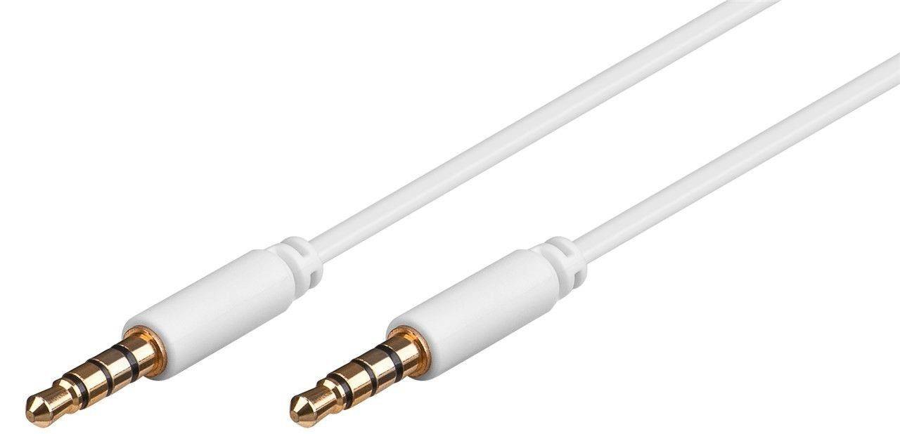 Cablu conector slim aurit Jack 4 pini 3.5 mm tata - 3.5 mm tata 1m alb cupru 4 contacte Goobay