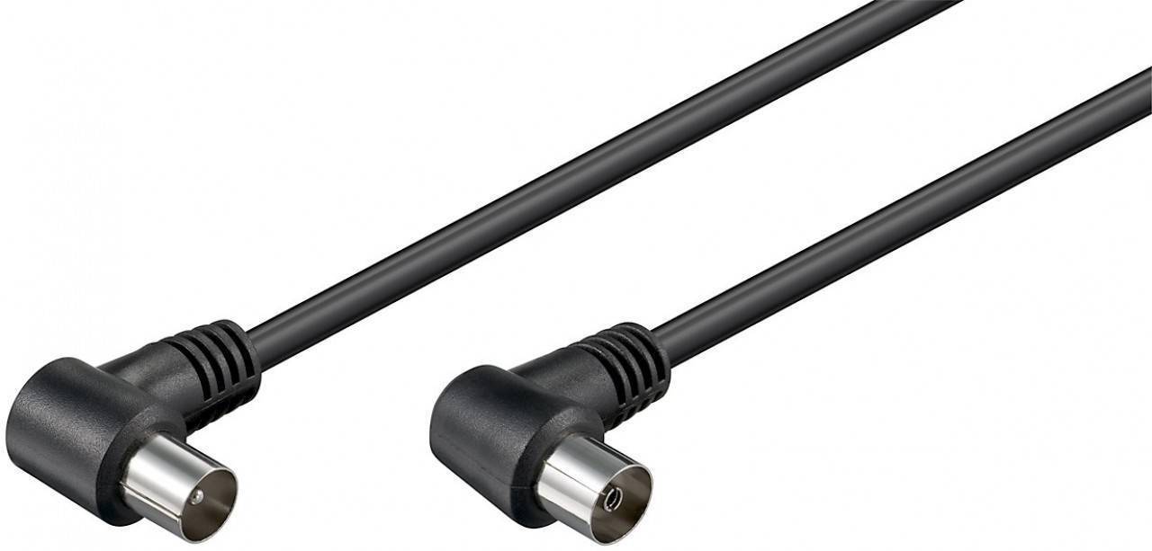 Cablu conexiune antena 2.5m negru conector cotit Goobay