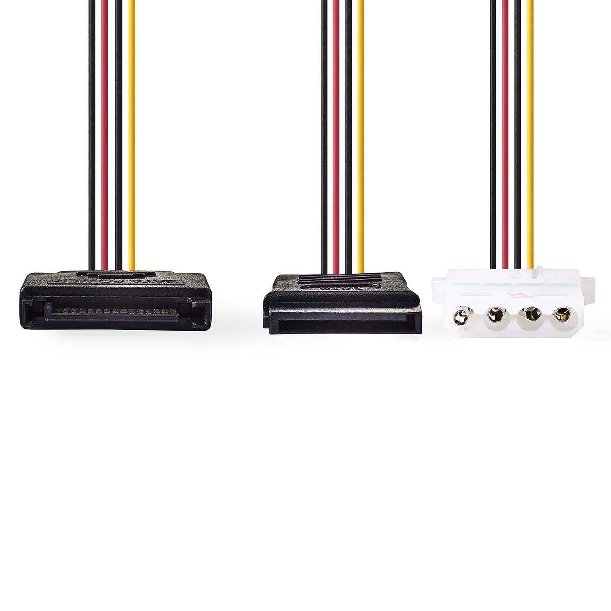 Cablu de alimentare intern SATA 15-pin tata - Molex mama + SATA 15-pin mama 0.15m Nedis