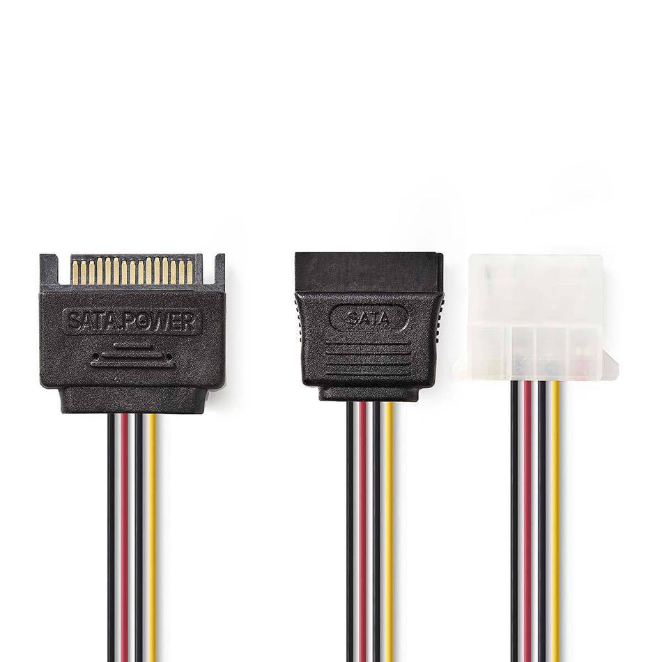 Cablu de alimentare intern SATA 15-pin tata - Molex mama + SATA 15-pin mama 0.15m Nedis