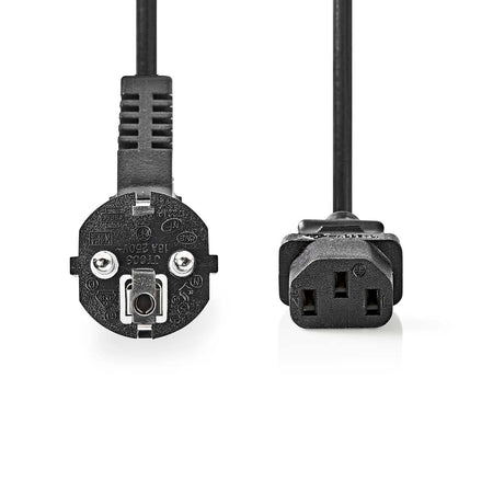 Cablu de alimentare PC UPS Schuko tata cotit - IEC-320-C13 2m cupru 10A negru Nedis