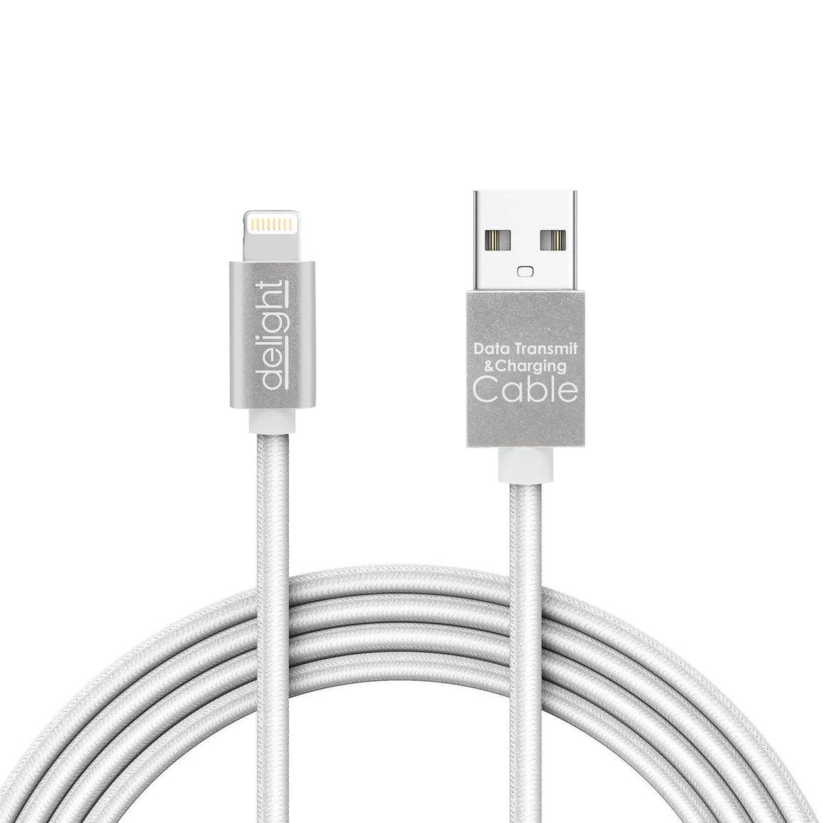 Cablu de date iPhone lightning 1m argintiu cu iluminare LED rosu delight