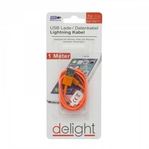 Cablu de date pentru iPhone 5 iPhone 6 invelis textil diferite culori 1m Delight