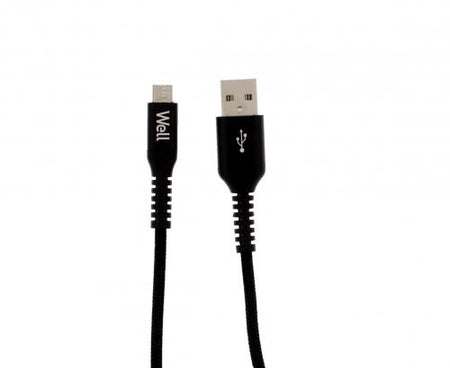 Cablu de date si incarcare micro USB 2.1A 1m Well negru