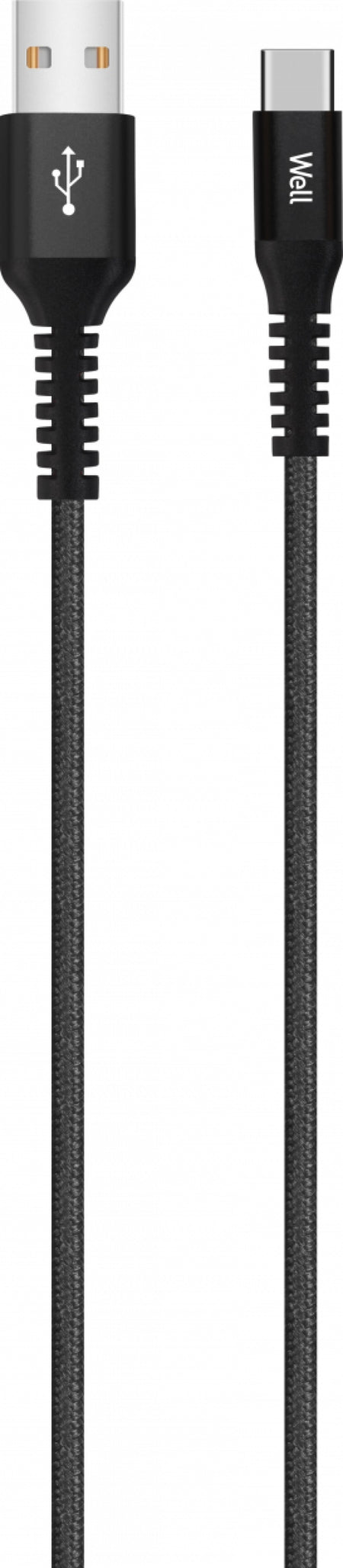 Cablu de date si incarcare USB TYPE C - USB 2.0 1m 5A Well negru PVC+Nylon WELL