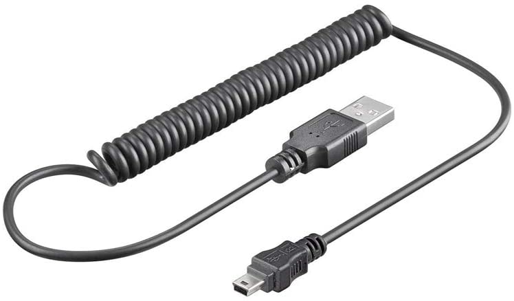 Cablu de date USB A tata- mini USB B tata spiralat 1m Goobay