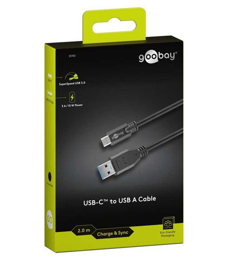 Cablu de incarcare si sincronizare USB 3.0 - USB TYPE C 2m 3A 15W negru Goobay