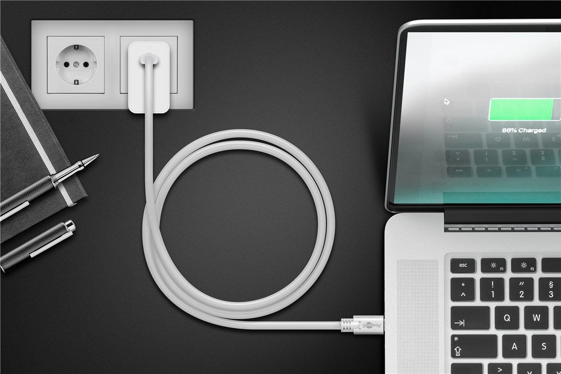 Cablu de incarcare si sincronizare USB type C 3.2 Gen1 tata-tata PD 60W 1m alb Goobay