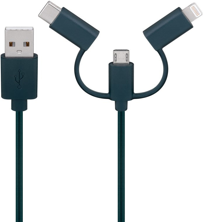 Cablu de incarcare USB pentru smartphone cu lumini LED RGB - Lightning Micro-USB USB type C 90cm Goobay 60339