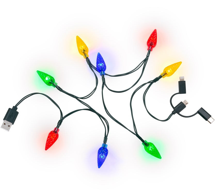 Cablu de incarcare USB pentru smartphone cu lumini LED RGB - Lightning Micro-USB USB type C 90cm Goobay 60339