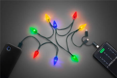 Cablu de incarcare USB pentru smartphone cu lumini LED RGB - Lightning Micro-USB USB type C 90cm Goobay 60339