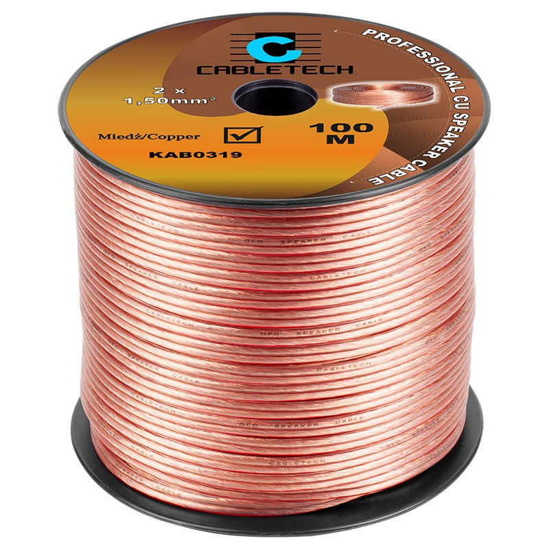 Cablu difuzor 1.5mm x2 cupru transparent Cabletech KAB0319