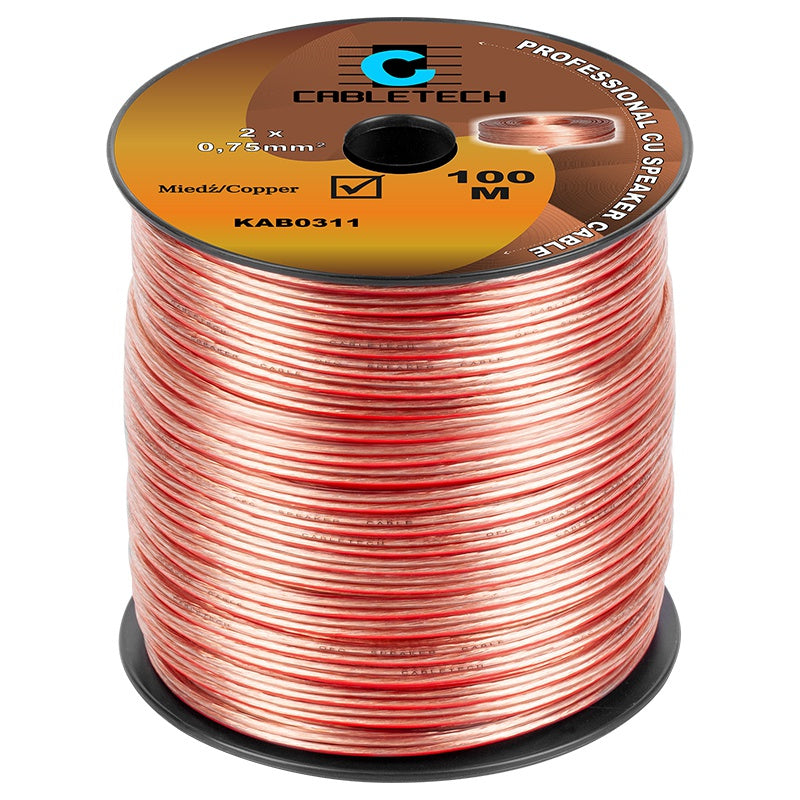 Cablu difuzor 2x0.75mm cupru transparent 1m Cabletech KAB0311